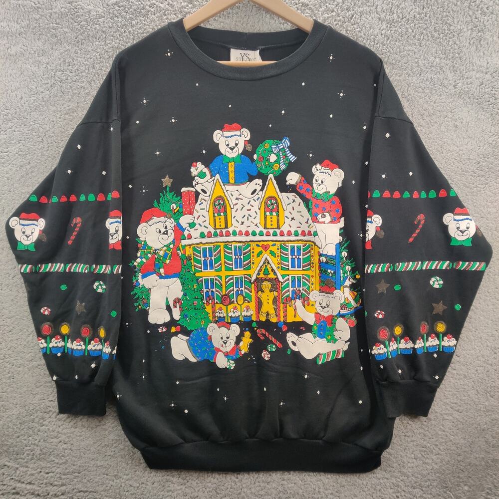 Vintage YS Studio Sweatshirt‎ Unisex XL Christmas Graphic Holiday 1980s